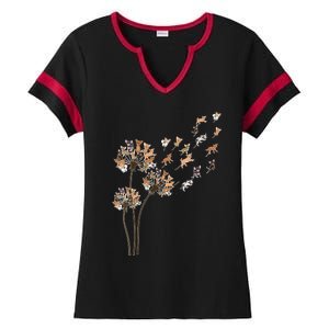 Chihuahua Flower Fly Dandelion Chihuahua Funny Dog Lover V Neck Ladies Halftime Notch Neck Tee