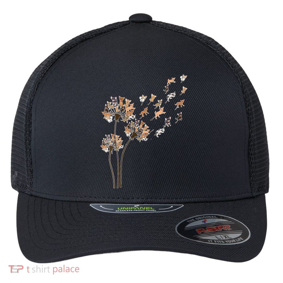 Chihuahua Flower Fly Dandelion Chihuahua Funny Dog Lover V Neck Flexfit Unipanel Trucker Cap