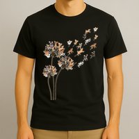 Chihuahua Flower Fly Dandelion Chihuahua Funny Dog Lover V Neck T-Shirt