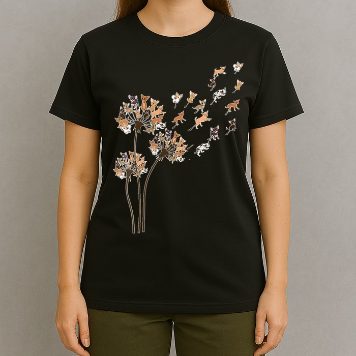 Chihuahua Flower Fly Dandelion Chihuahua Funny Dog Lover V Neck T-Shirt