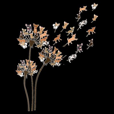 Chihuahua Flower Fly Dandelion Chihuahua Funny Dog Lover V Neck T-Shirt
