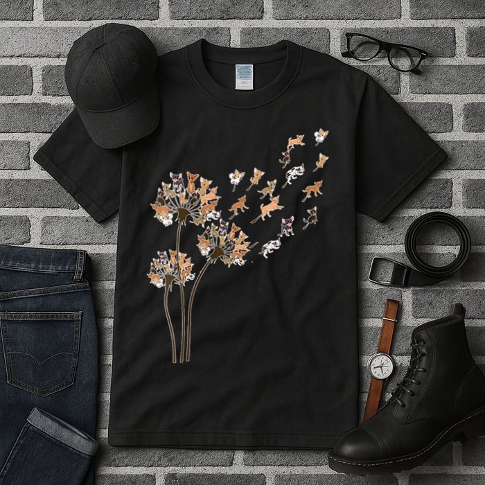Chihuahua Flower Fly Dandelion Chihuahua Funny Dog Lover V Neck Tall T-Shirt