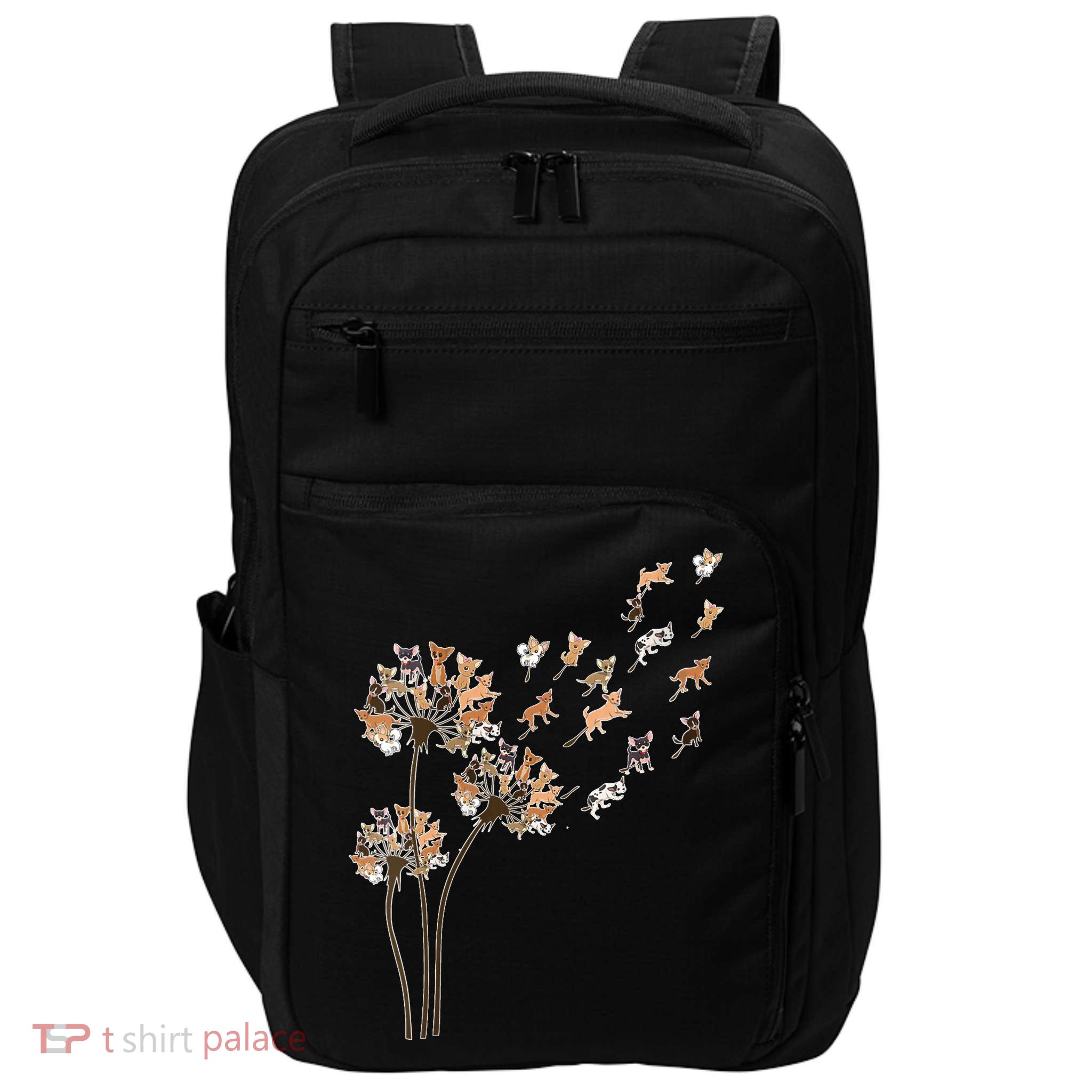 Chihuahua Flower Fly Dandelion Chihuahua Funny Dog Lover V Neck Impact Tech Backpack