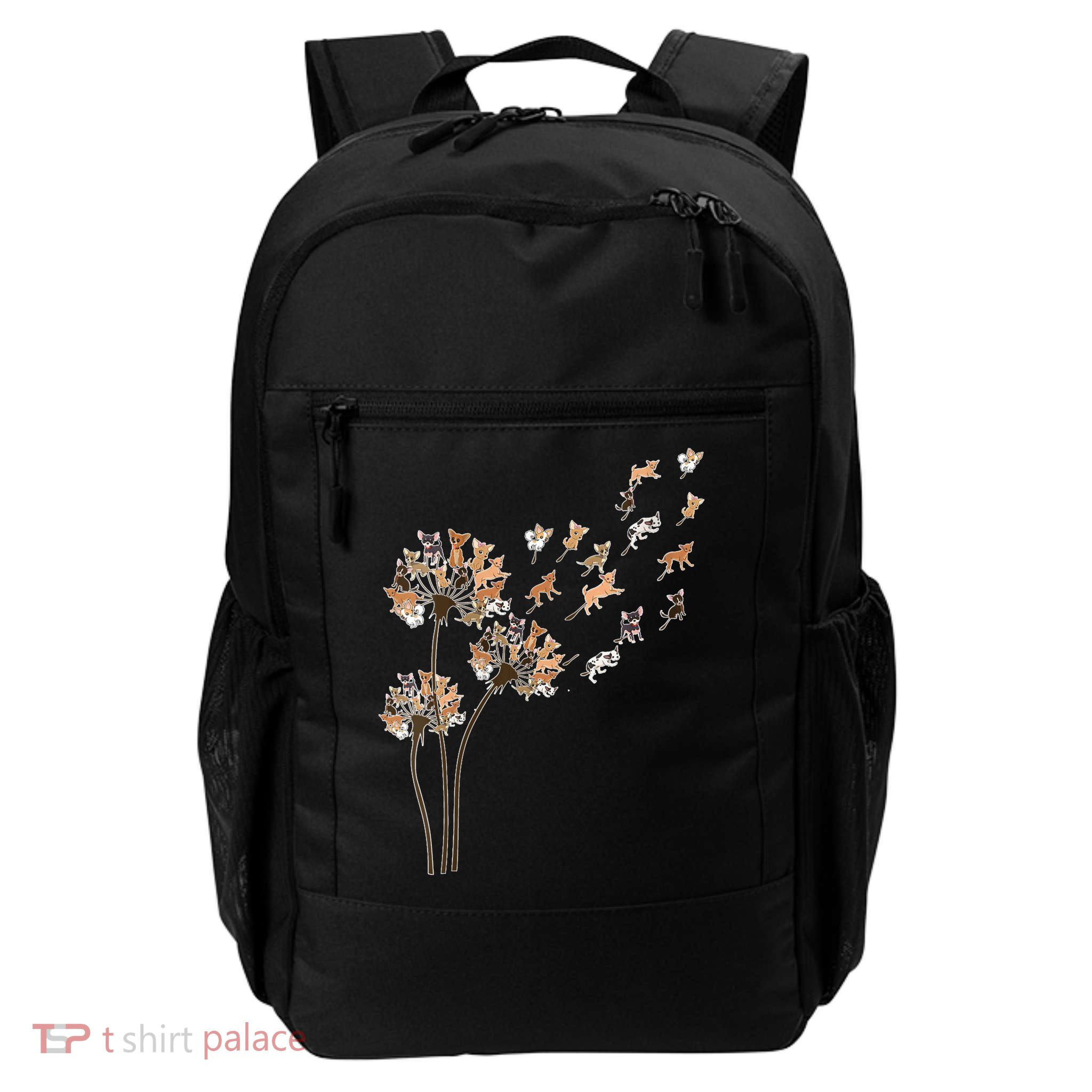 Chihuahua Flower Fly Dandelion Chihuahua Funny Dog Lover V Neck Backpack