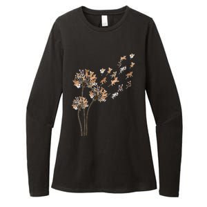 Chihuahua Flower Fly Dandelion Chihuahua Funny Dog Lover V Neck Womens CVC Long Sleeve Shirt