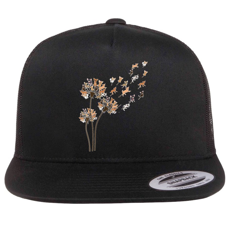 Chihuahua Flower Fly Dandelion Chihuahua Funny Dog Lover V Neck Flat Bill Trucker Hat