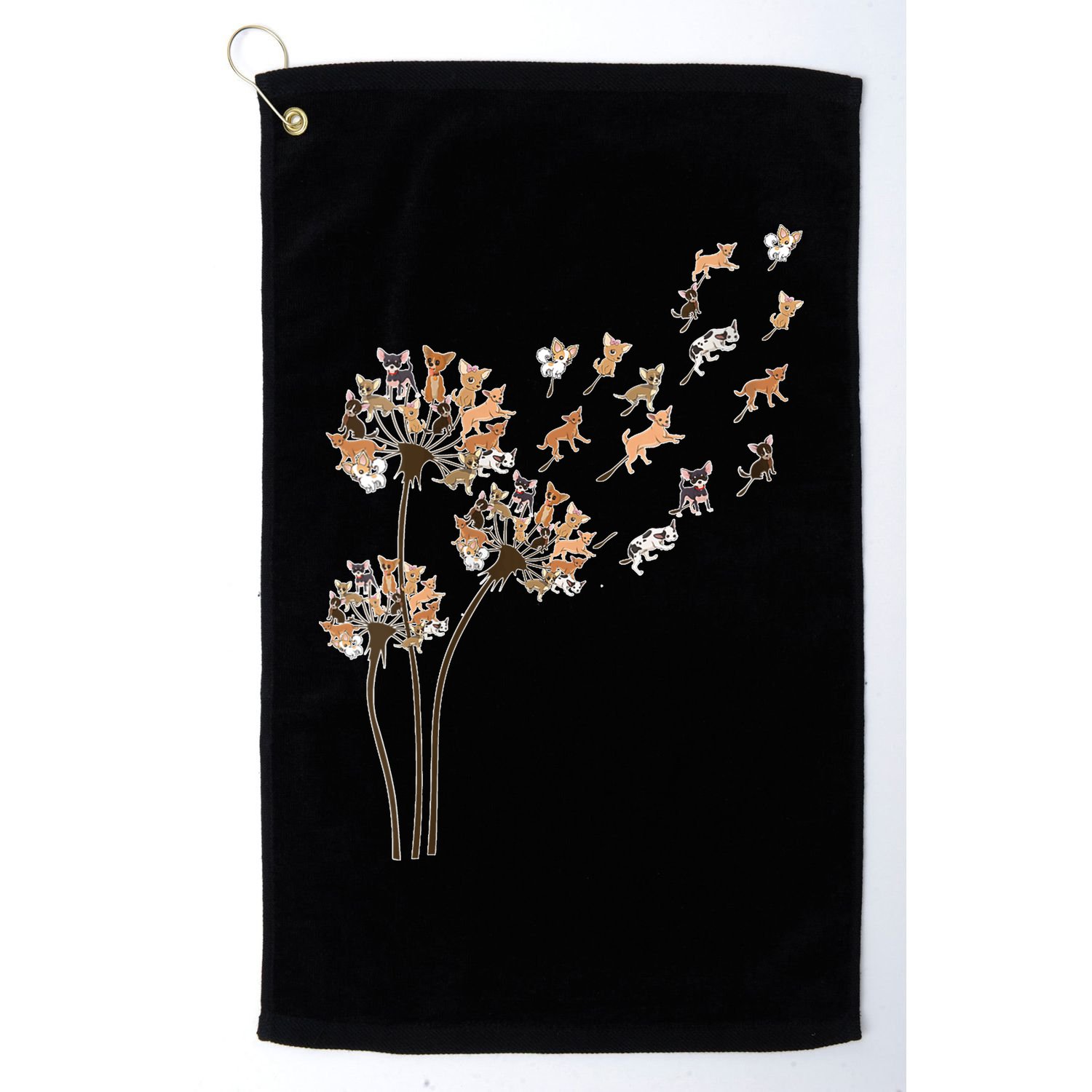 Chihuahua Flower Fly Dandelion Chihuahua Funny Dog Lover V Neck Golf Towel