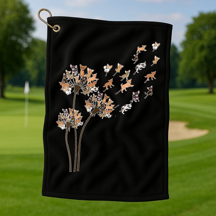 Chihuahua Flower Fly Dandelion Chihuahua Funny Dog Lover V Neck Golf Towel