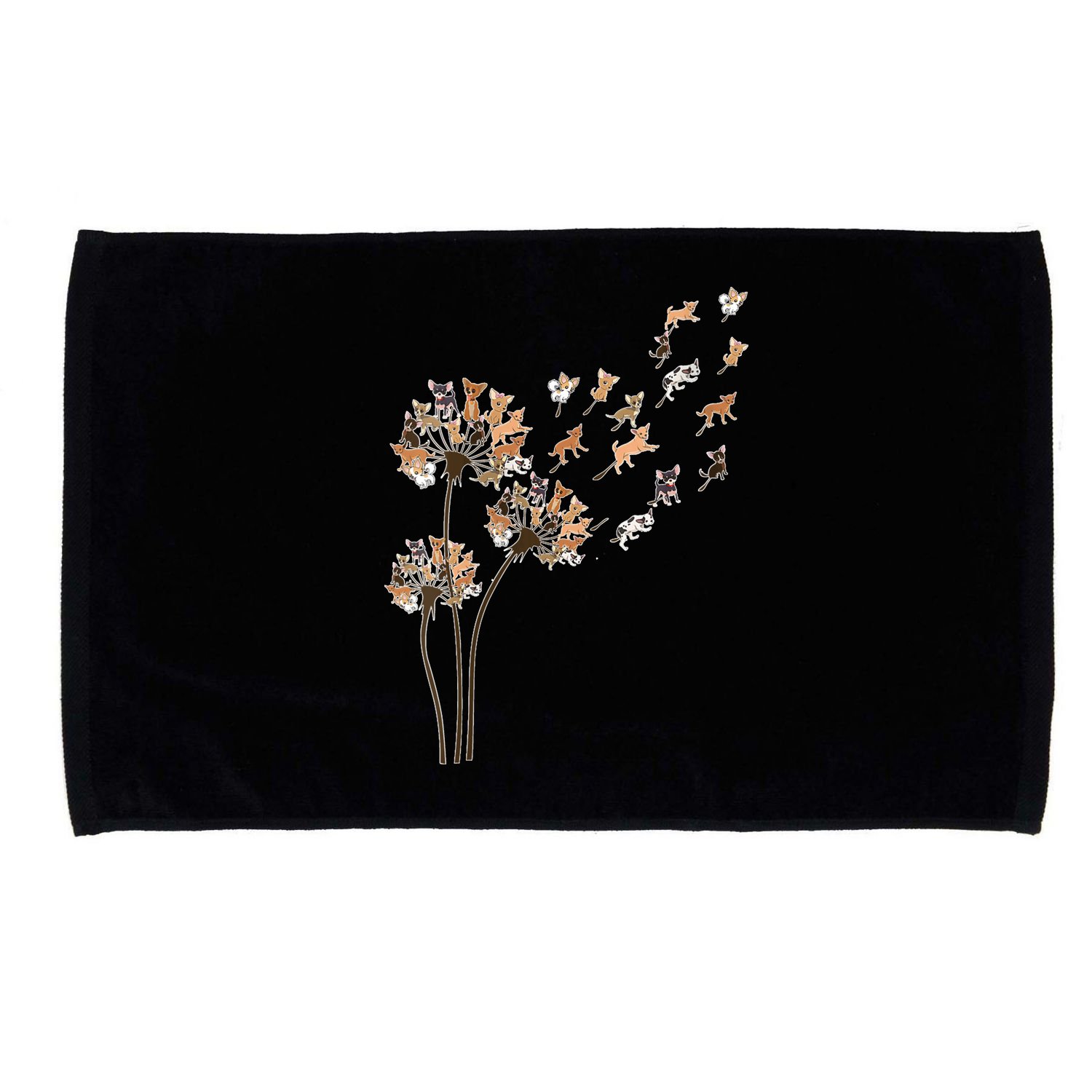 Chihuahua Flower Fly Dandelion Chihuahua Funny Dog Lover V Neck Microfiber Hand Towel
