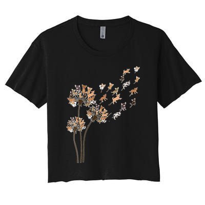 Chihuahua Flower Fly Dandelion Chihuahua Funny Dog Lover V Neck Crop Top