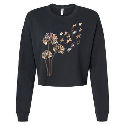 Chihuahua Flower Fly Dandelion Chihuahua Funny Dog Lover V Neck Cropped Pullover Crew