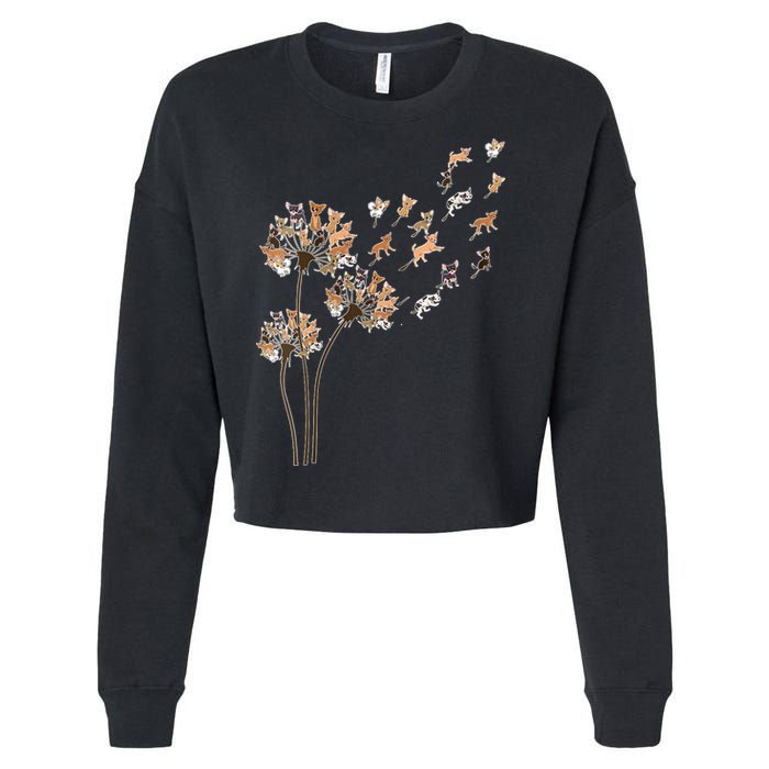 Chihuahua Flower Fly Dandelion Chihuahua Funny Dog Lover V Neck Cropped Pullover Crew