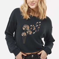 Chihuahua Flower Fly Dandelion Chihuahua Funny Dog Lover V Neck Cropped Pullover Crew