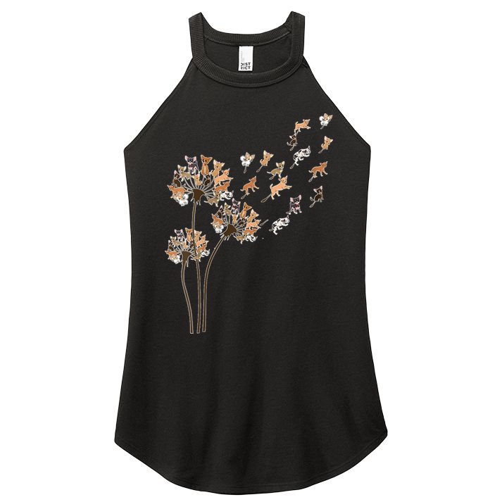 Chihuahua Flower Fly Dandelion Chihuahua Funny Dog Lover V Neck Women's Perfect Tri Rocker Tank