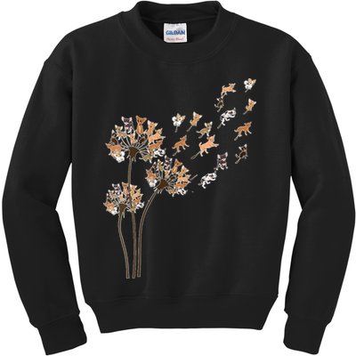 Chihuahua Flower Fly Dandelion Chihuahua Funny Dog Lover V Neck Kids Sweatshirt