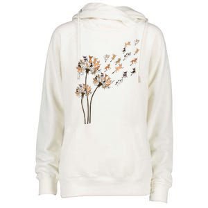 Chihuahua Flower Fly Dandelion Chihuahua Funny Dog Lover V Neck Womens Funnel Neck Pullover Hood