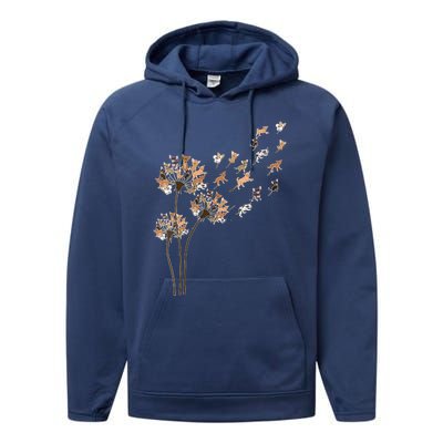 Chihuahua Flower Fly Dandelion Chihuahua Funny Dog Lover V Neck Performance Fleece Hoodie