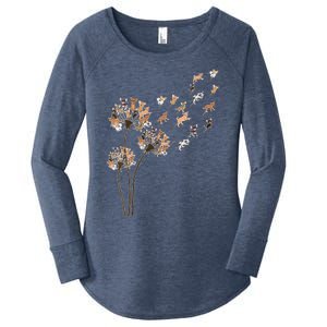 Chihuahua Flower Fly Dandelion Chihuahua Funny Dog Lover V Neck Women's Perfect Tri Tunic Long Sleeve Shirt