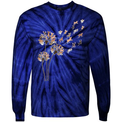 Chihuahua Flower Fly Dandelion Chihuahua Funny Dog Lover V Neck Tie-Dye Long Sleeve Shirt