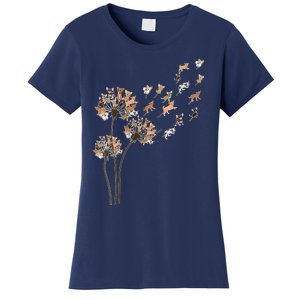 Chihuahua Flower Fly Dandelion Chihuahua Funny Dog Lover V Neck Women's T-Shirt