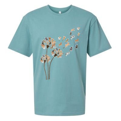 Chihuahua Flower Fly Dandelion Chihuahua Funny Dog Lover V Neck Sueded Cloud Jersey T-Shirt