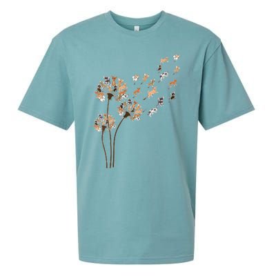 Chihuahua Flower Fly Dandelion Chihuahua Funny Dog Lover V Neck Sueded Cloud Jersey T-Shirt