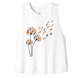 Chihuahua Flower Fly Dandelion Chihuahua Funny Dog Lover V Neck Women's Racerback Cropped Tank