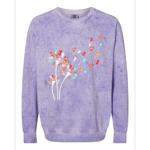 Cats Flower Fly Dandelion Gift Colorblast Crewneck Sweatshirt