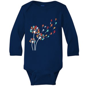 Cats Flower Fly Dandelion Gift Baby Long Sleeve Bodysuit