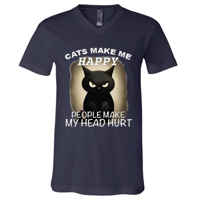 Cat ForWomen Funny Cat For Cat DadMom Cute V-Neck T-Shirt