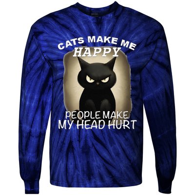 Cat ForWomen Funny Cat For Cat DadMom Cute Tie-Dye Long Sleeve Shirt