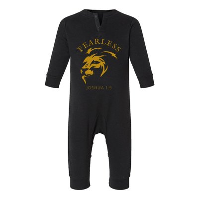 Christian Faith Fearless Joshua 1:9 Lion Of Judah Gift Infant Fleece One Piece