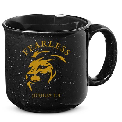 Christian Faith Fearless Joshua 1:9 Lion Of Judah Gift 15oz Campfire Ceramic Mug