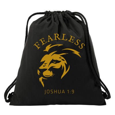 Christian Faith Fearless Joshua 1:9 Lion Of Judah Gift Drawstring Bag