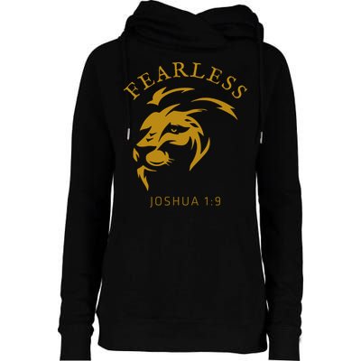 Christian Faith Fearless Joshua 1:9 Lion Of Judah Gift Womens Funnel Neck Pullover Hood