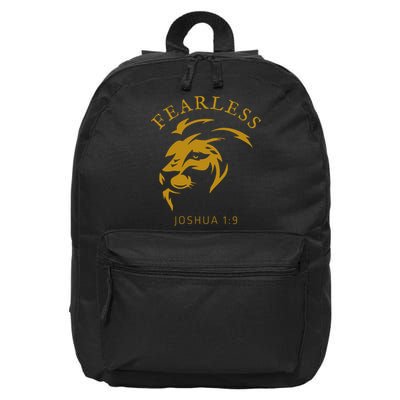 Christian Faith Fearless Joshua 1:9 Lion Of Judah Gift 16 in Basic Backpack