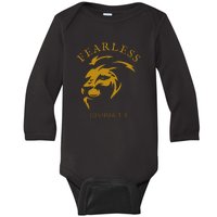 Christian Faith Fearless Joshua 1:9 Lion Of Judah Gift Baby Long Sleeve Bodysuit