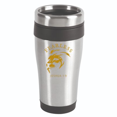 Christian Faith Fearless Joshua 1:9 Lion Of Judah Gift 16oz Travel Tumbler