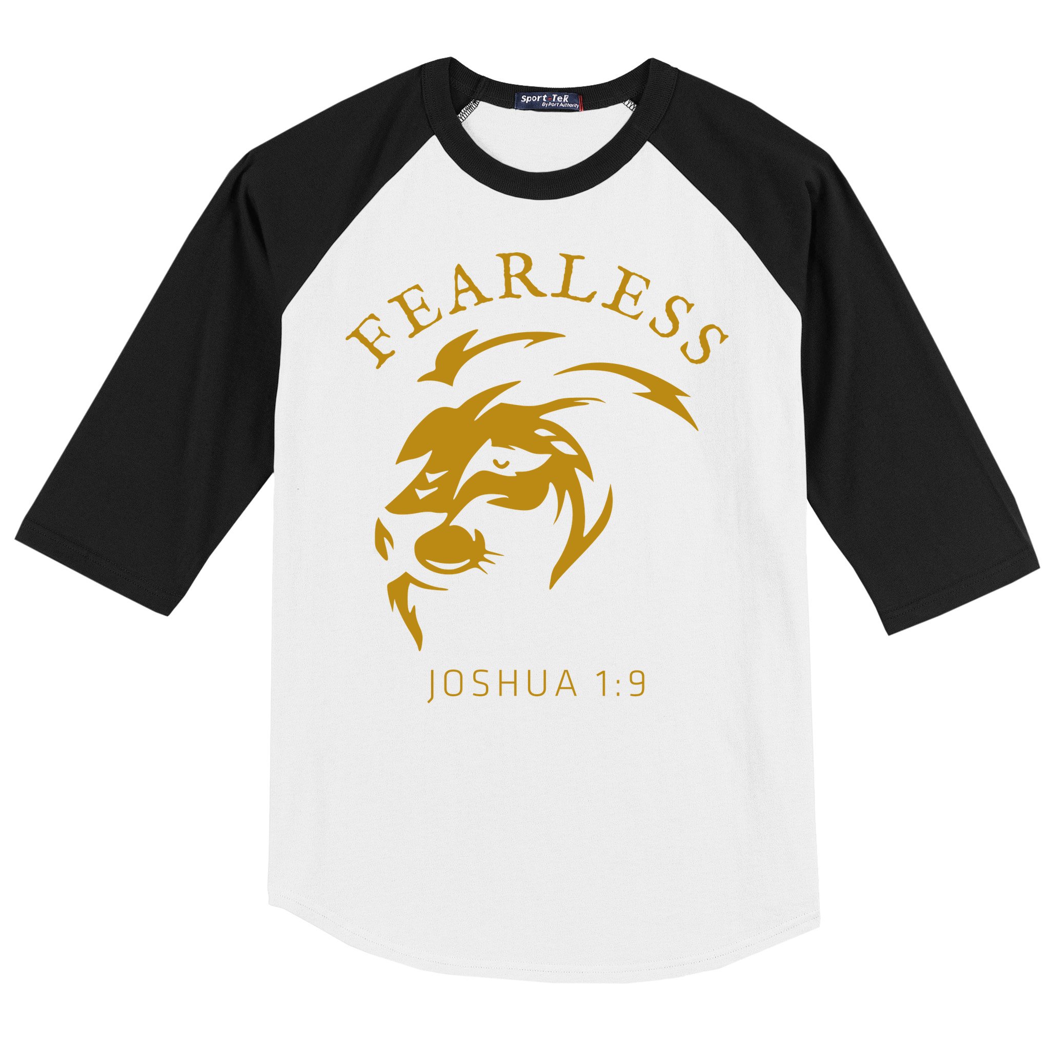 Christian Faith Fearless Joshua 1:9 Lion Of Judah Gift Baseball Sleeve Shirt