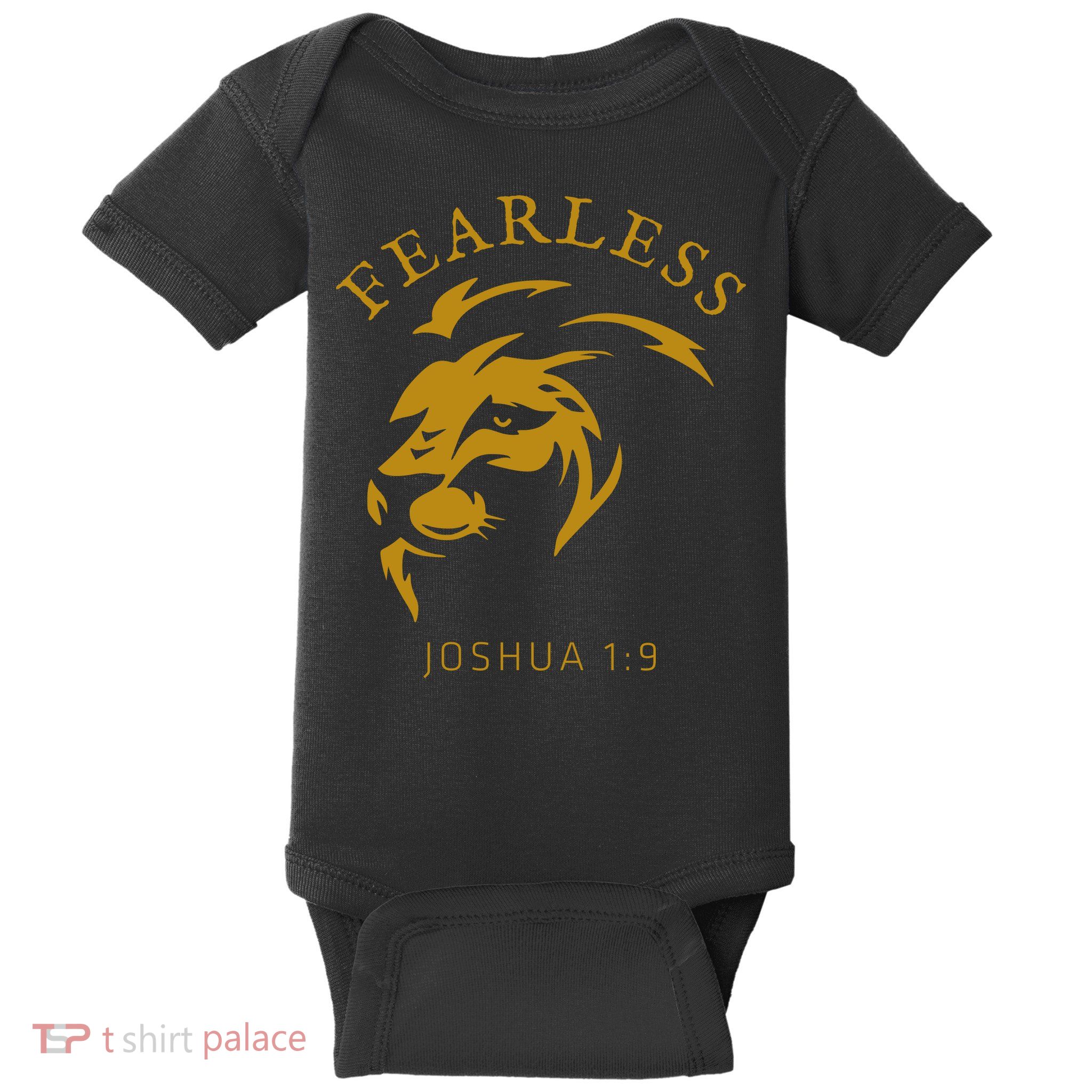 Christian Faith Fearless Joshua 1:9 Lion Of Judah Gift Baby Bodysuit
