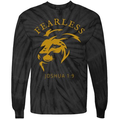 Christian Faith Fearless Joshua 1:9 Lion Of Judah Gift Tie-Dye Long Sleeve Shirt