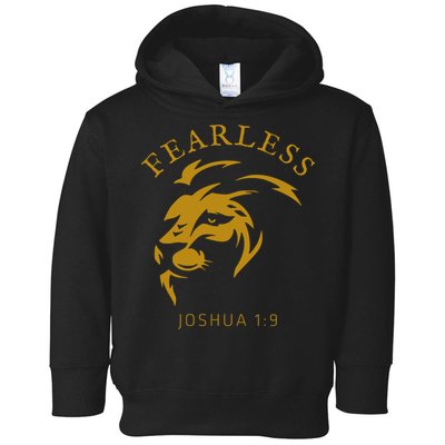 Christian Faith Fearless Joshua 1:9 Lion Of Judah Gift Toddler Hoodie