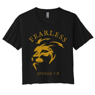 Christian Faith Fearless Joshua 1:9 Lion Of Judah Gift Crop Top