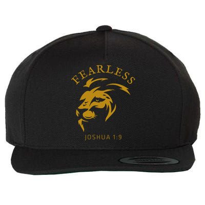 Christian Faith Fearless Joshua 1:9 Lion Of Judah Gift Wool Snapback Cap
