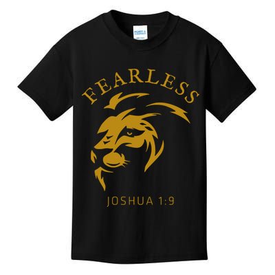 Christian Faith Fearless Joshua 1:9 Lion Of Judah Gift Kids T-Shirt