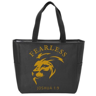 Christian Faith Fearless Joshua 1:9 Lion Of Judah Gift Zip Tote Bag