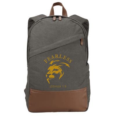 Christian Faith Fearless Joshua 1:9 Lion Of Judah Gift Cotton Canvas Backpack