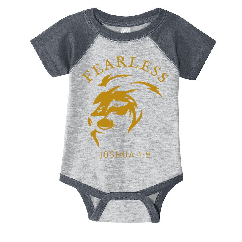 Christian Faith Fearless Joshua 1:9 Lion Of Judah Gift Infant Baby Jersey Bodysuit