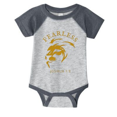 Christian Faith Fearless Joshua 1:9 Lion Of Judah Gift Infant Baby Jersey Bodysuit