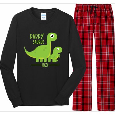 Cool Funny Fathers Day Cute Gift Daddysaurus Rex Dino Cool Gift Long Sleeve Pajama Set